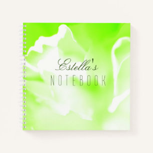 Bright Green Floral Print Spiral Notebook