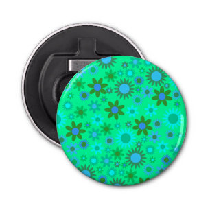 Bright Green Flower Power Pattern Bottle Opener