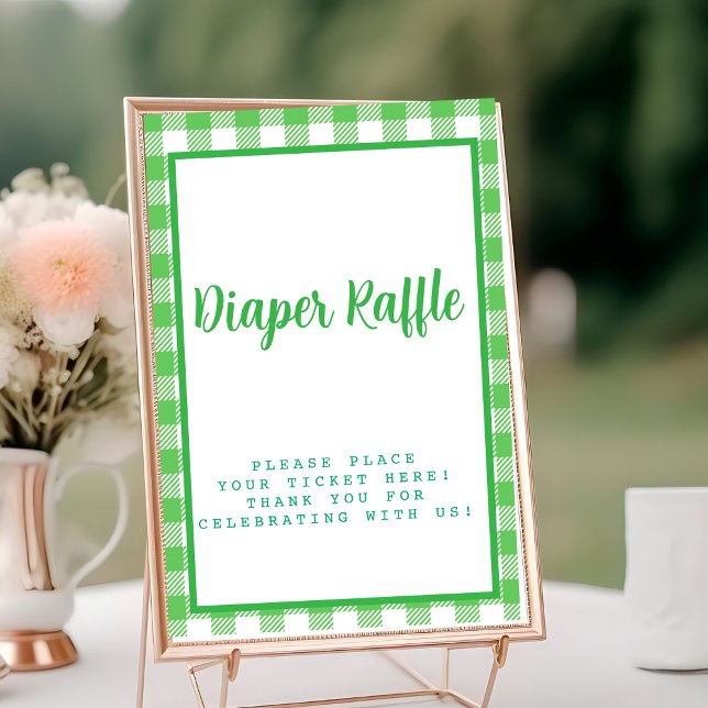 Bright Green Gingham Diaper Raffle Table Number (Bright Green Gingham Diaper Raffle Table Number)