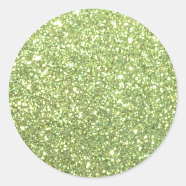 Bright Green Glitter Sparkles Classic Round Sticker (Front)