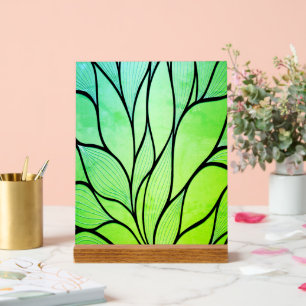 Bright Green Hues Creative Leave Pattern  Acrylic Sign