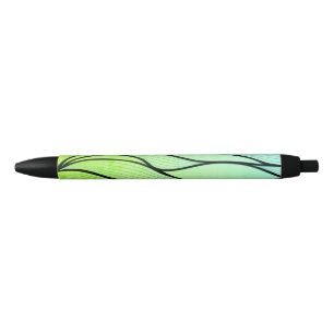 Bright Green Hues Creative Leave Pattern Black Ink Pen