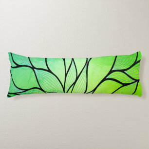 Bright Green Hues Creative Leave Pattern Body Cushion