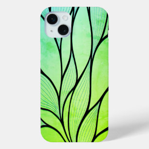 Bright Green Hues Creative Leave Pattern  iPhone 15 Mini Case