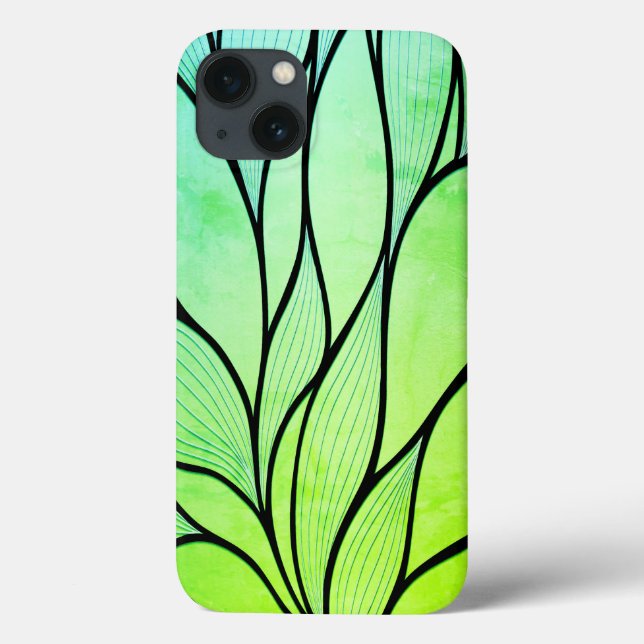 Bright Green Hues Creative Leave Pattern  Case-Mate iPhone Case (Back)