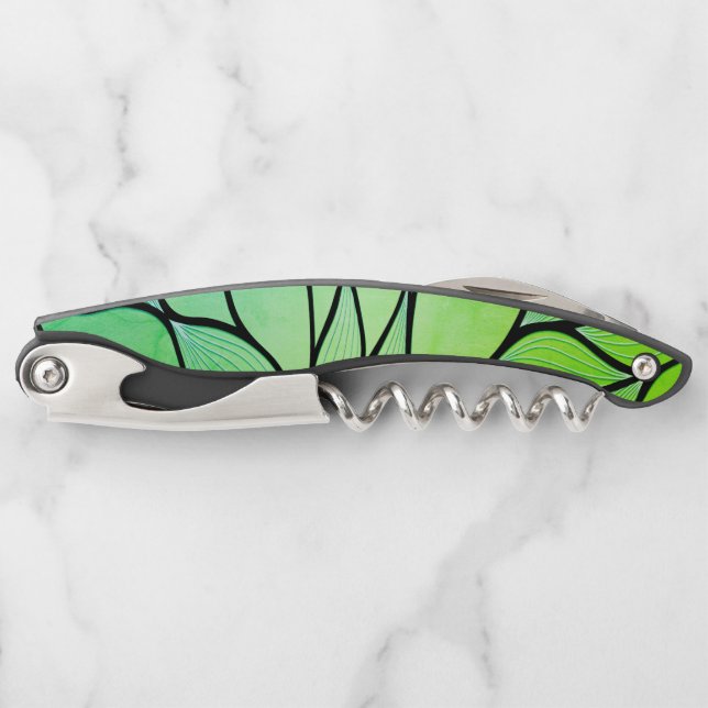 Bright Green Hues Creative Leave Pattern  Corkscrew (Front)