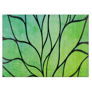 Bright Green Hues Creative Leave Pattern  Cutting Board