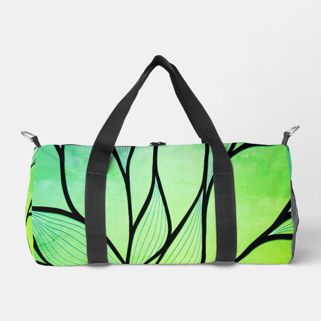 Bright Green Hues Creative Leave Pattern  Duffle Bag (Front)
