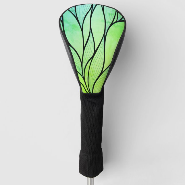Bright Green Hues Creative Leave Pattern  Golf Head Cover (Front)