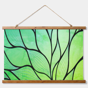 Bright Green Hues Creative Leave Pattern Hanging Tapestry