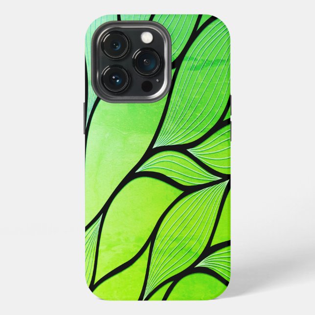 Bright Green Hues Creative Leave Pattern  iPhone Case (Back)