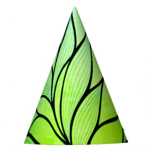 Bright Green Hues Creative Leave Pattern  Party Hat