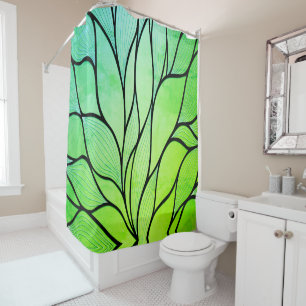 Bright Green Hues Creative Leave Pattern Shower Curtain