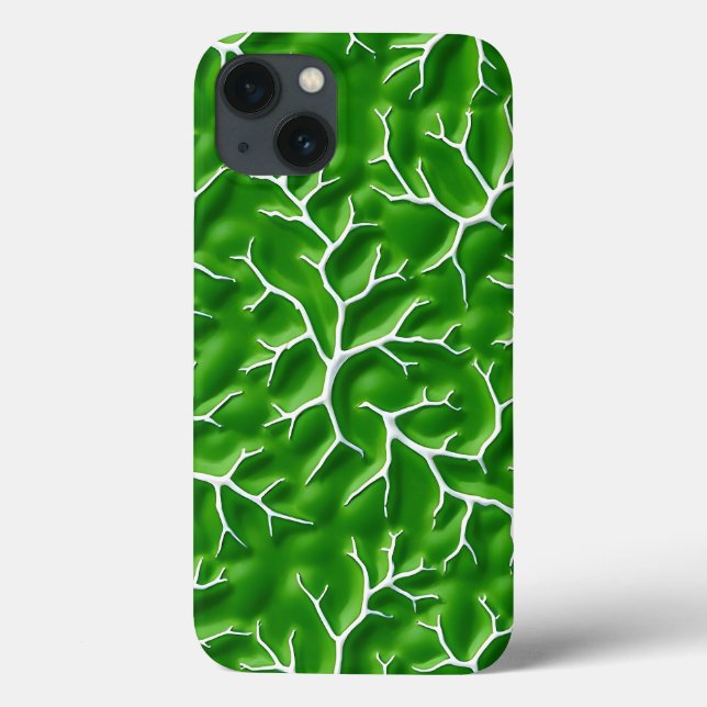 Bright Green iPhone Case with Vein Pattern (Back)