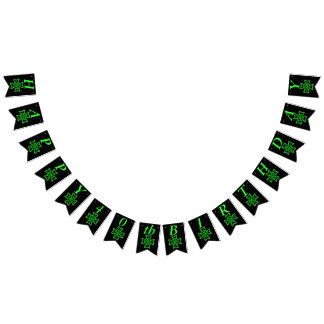 Bright Green Irish Celtic Knot Design on Black Bunting