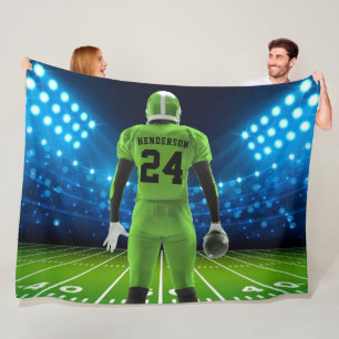 Bright Green Jersey Personalised Football Player Fleece Blanket