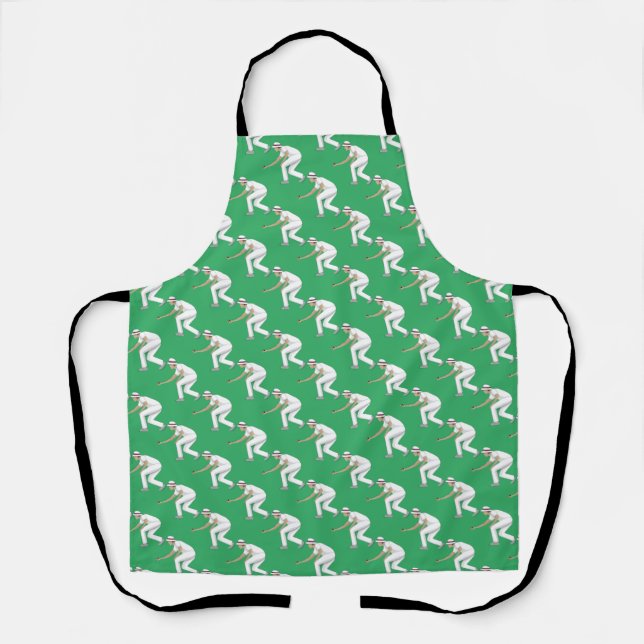 Bright Green Lawn Bowls Design Apron (Front)