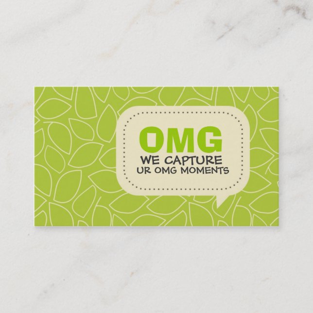 Bright Green Leaves Pattern Business Card (Front)