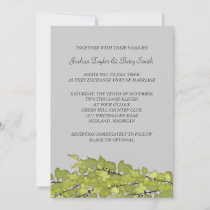 Bright Green Leaves Wedding Invitations