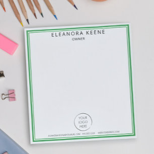 Bright Green Logo, Name, and Contact Info Business Notepad