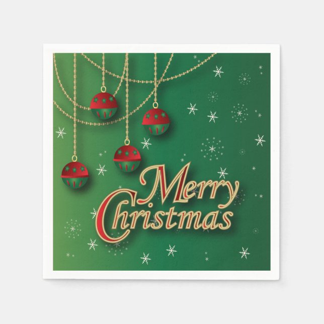 Bright Green Merry Christmas Napkin (Front)