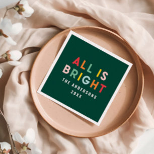 Bright green modern Christmas family decor Napkin