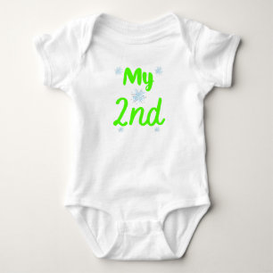 Bright Green My 2nd Two Year Birthday Baby Bodysuit