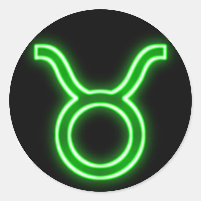 Bright Green Neon - Taurus the Bull Star Sign Classic Round Sticker (Front)