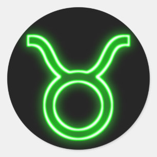 Bright Green Neon - Taurus the Bull Star Sign Classic Round Sticker