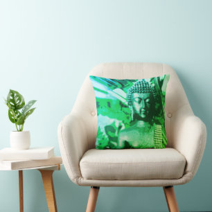 Bright Green Ombre Buddha Meditation Zen Cushion