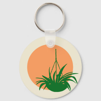 Bright Green Orange Spider Plant Keychain
