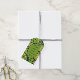 Bright Green Paisley Pattern Custom Message Gift Tags