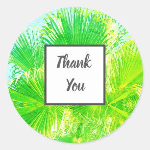 Bright Green Palm Thank You Wedding Gift Sticker