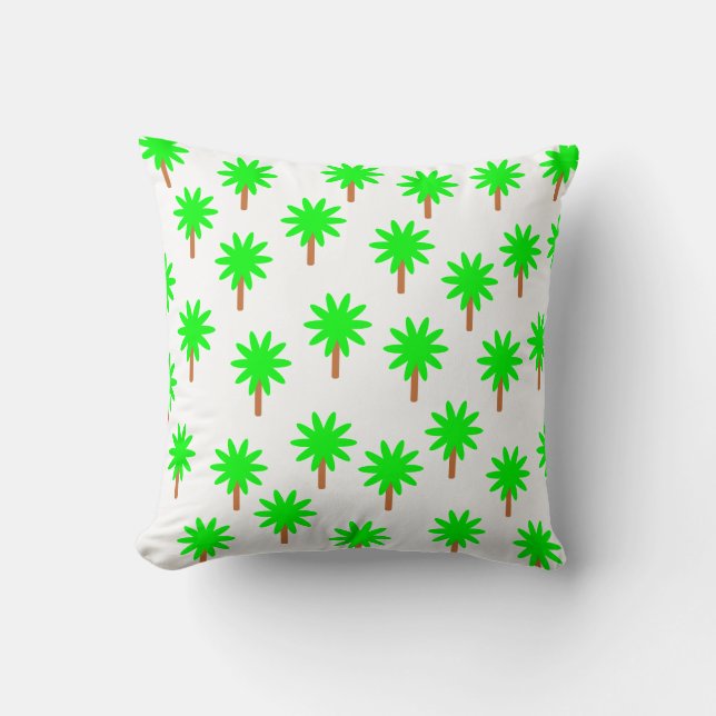 Bright Green Palm Tree Design Cushion (Front)