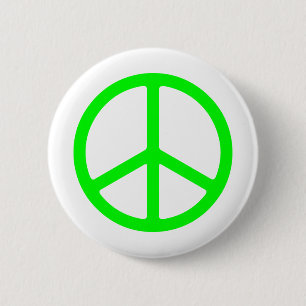 Bright Green Peace Sign 6 Cm Round Badge