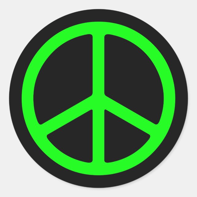 Bright Green Peace Sign Classic Round Sticker (Front)