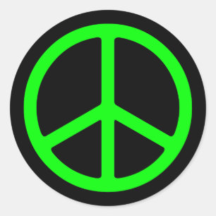Bright Green Peace Sign Classic Round Sticker