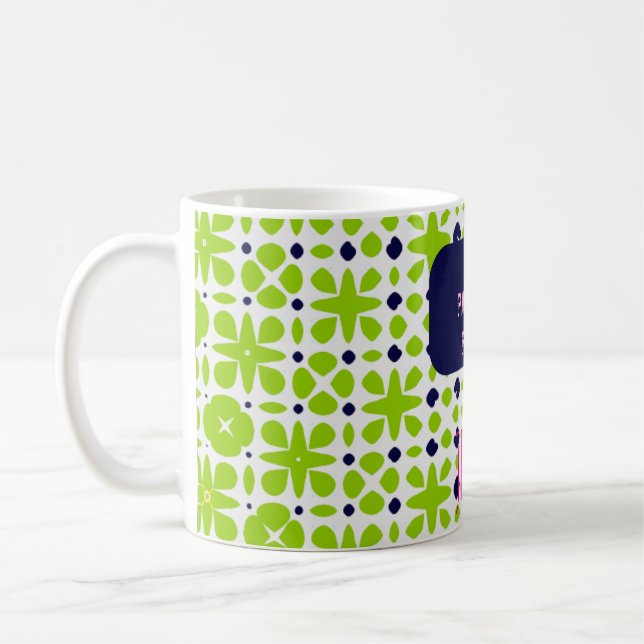 Bright Green Pink and Black Artistic  Coffee Mug (Left)