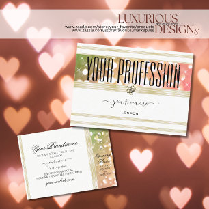 Bright Green Pink Glitter White and Gold Diamonds Business Card