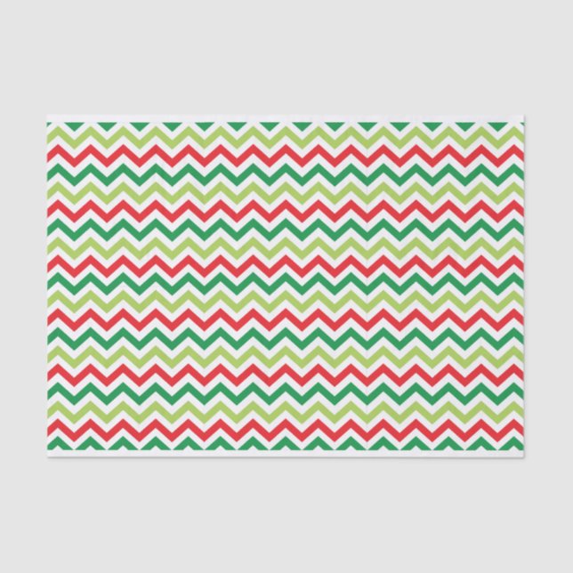Bright Green & Red Chevron Tissue Paper (Front)