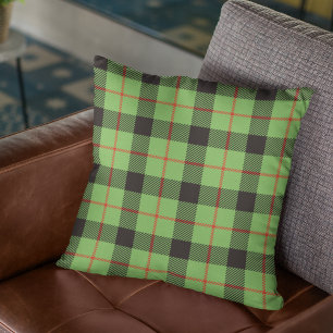 Bright Green & Red Plaid Cushion