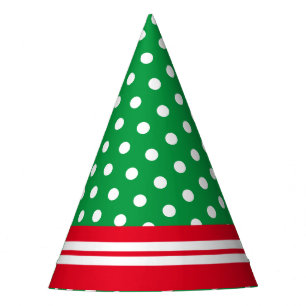 Bright Green Red White Stripes Tiled Polka Dots Party Hat