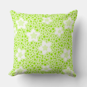 Bright green retro polka dots with floral pattern cushion