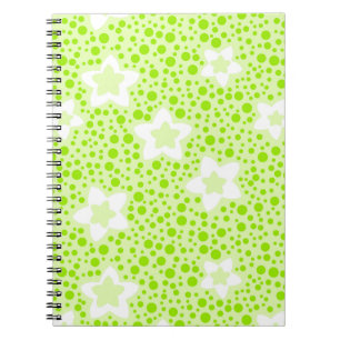 Bright green retro polka dots with floral pattern  notebook