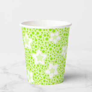 Bright green retro polka dots with floral pattern paper cups
