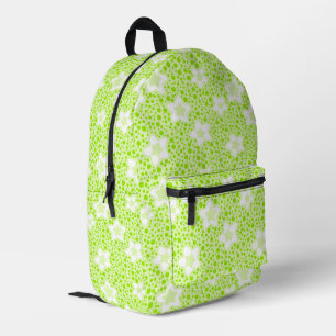 Bright green retro polka dots with floral pattern printed backpack