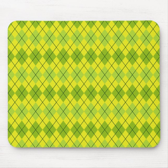 Bright green Scottish Tartan-Pattern Mouse Mat (Front)