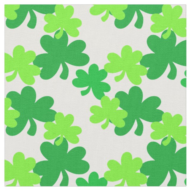 Bright Green Shamrocks St. Patrick's Day Fabric (Close Up)