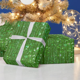 Bright Green Sparkle Glittery Wrapping Paper