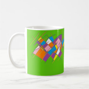 Bright green splash multi colours design coffee mug